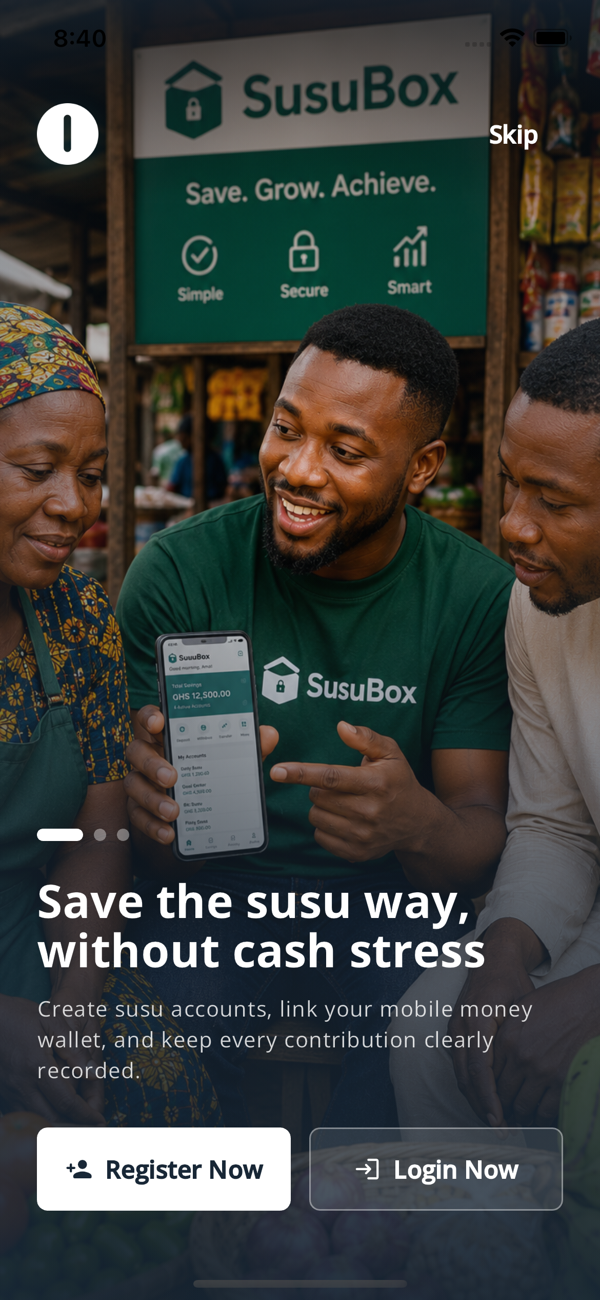SusuBox app home dashboard
